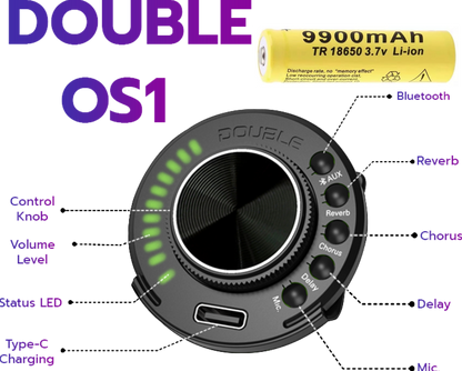 Previo autoamplificación "DOUBLE OS1" reverb, chorus, delay, mic y bluetooth