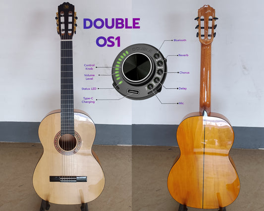 Modesto Mesh Flamencogitarre „Chata“/D (SELBSTVERSTÄRKT Double OS1) Bluetooth Natural