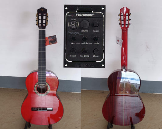 Guitarra Flamenca Modesto Malla "Candela"/ EA (AMPLIFICADA FISHMAN) PALOSANTO Roja