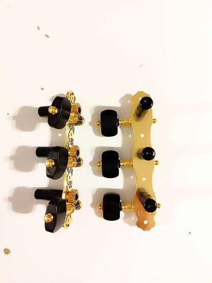 Clavijero Alice para guitarra clásica oro y clavijas en ebano natural negro, esmaltado en 2 colores.