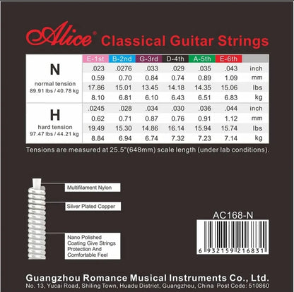 Cuerdas Alice AC168 CARBONO para guitarra clasica y flamenca de Tensión normal