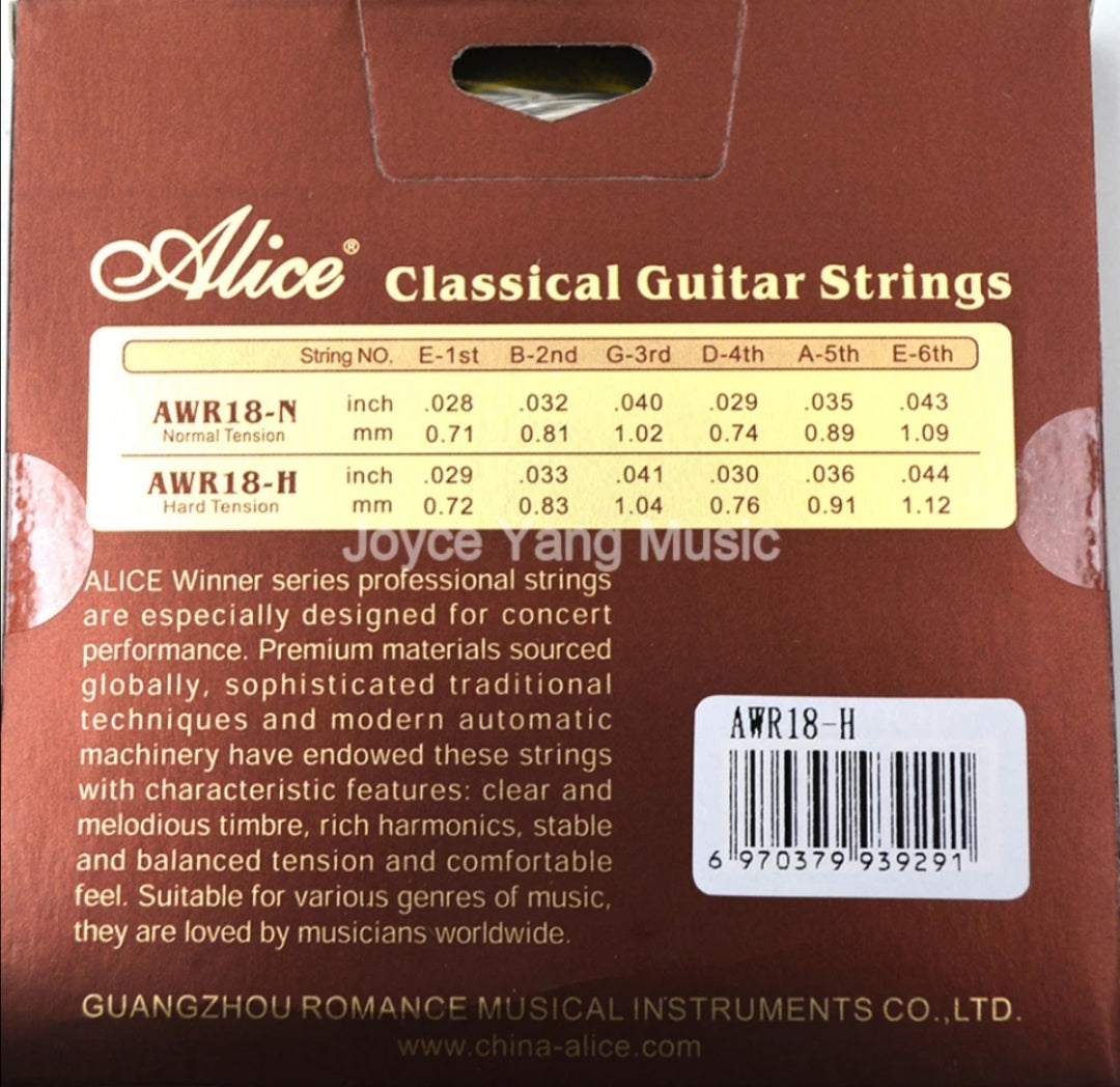 Cuerdas Alice AWR18 clásica nylon para guitarra  Tension alta