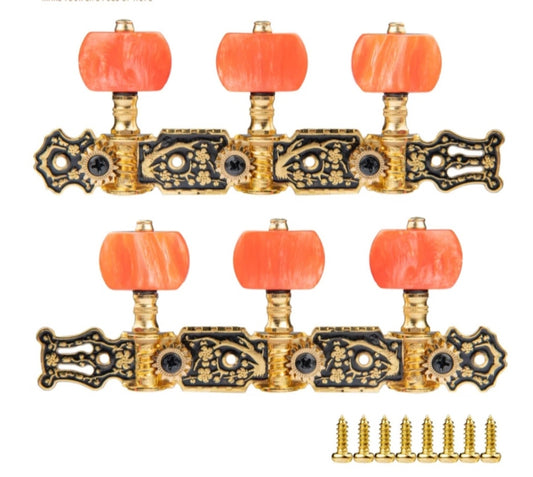 Alice tuners for classical guitar gold and coral